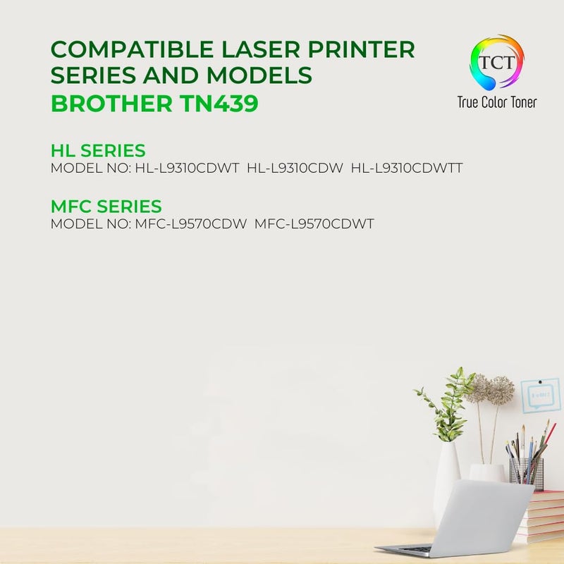 TCT TN439 Toner Cartridge 4 Pack - Premium Compatible Replacement for Brother TN439 TN-439 Ultra High Yield Works with Brother HL-L8360CDW L8360CDWT MFC-L8900CDW L9570CDW Printers (B C M Y) - Image 2